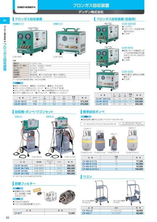 冷媒回収装置 CS-RF 80YD 車輌ツールカタログ