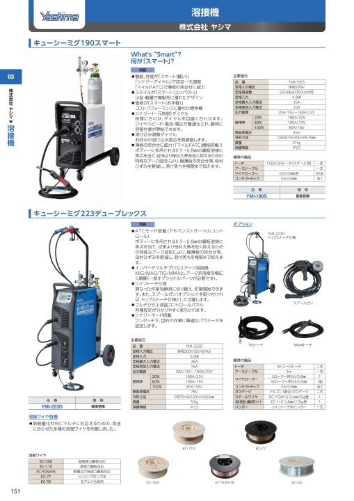 メーカー直送・個人宅配送及び品]ヤシマ 半自動溶接機 キューシーミグ